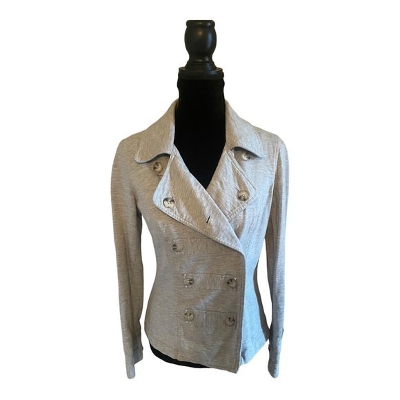 CAbi Sweatshirt Moto jacket with military details Sz S in heather grey - Picture 2 of 10